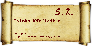 Spinka Kálmán névjegykártya